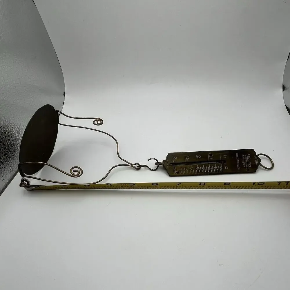 Antique Salters Brass Letter Balance Scale British Made Hanging Postal Weight